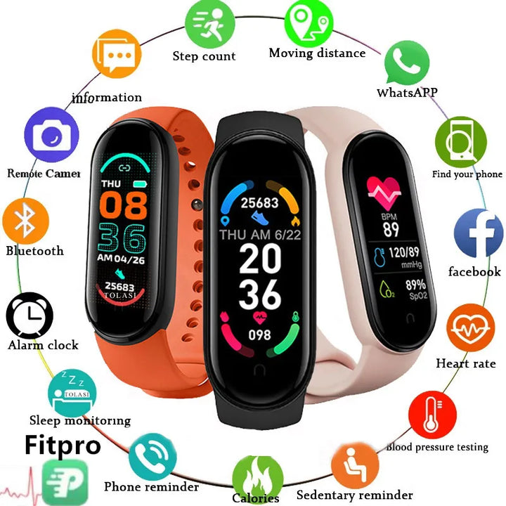 M6 Smartwatch – Fitness Bracelet with Heart Rate, Blood Pressure & Waterproof Design