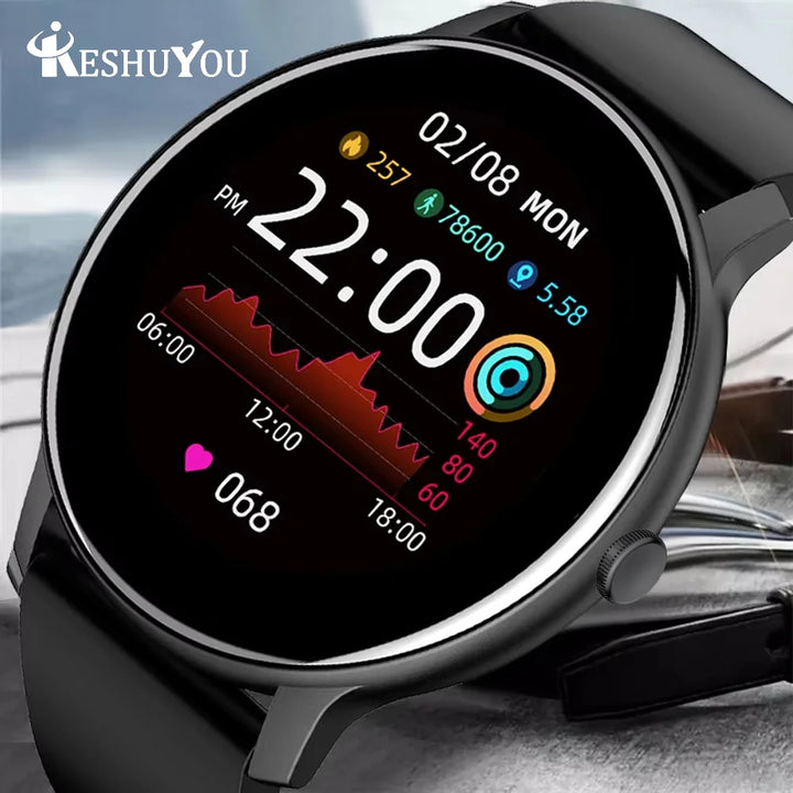 KESHUYOU Smartwatch – Full Touch Bluetooth Call, Fitness & Heart Rate Tracker