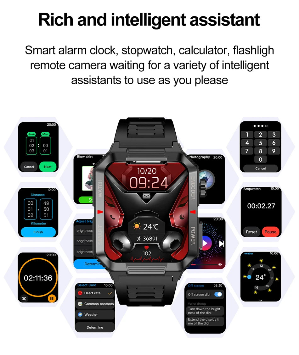Men’s NFC Bluetooth Smartwatch – 1.99" HD Screen, Fitness & Sports Tracker