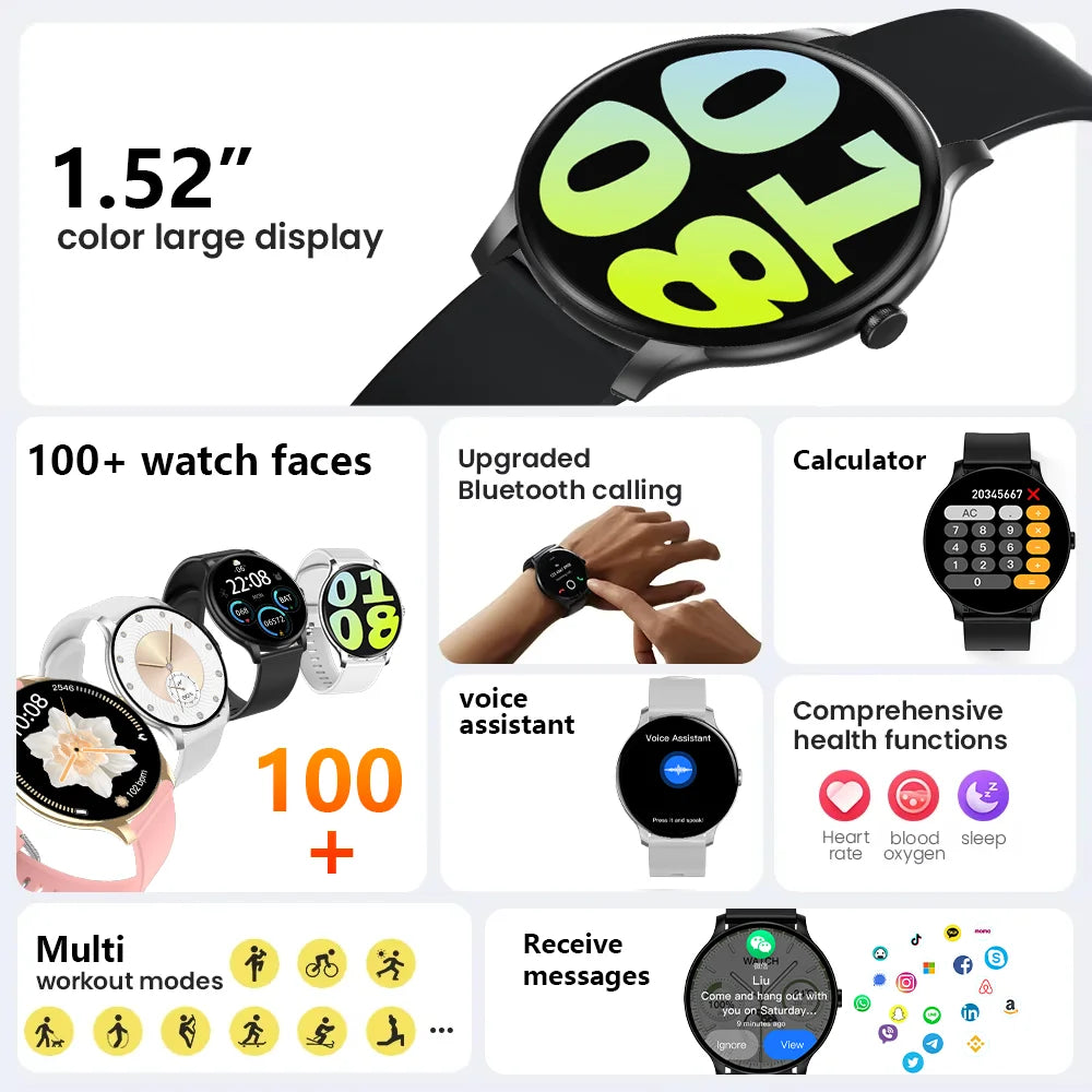 KESHUYOU Smartwatch – Full Touch Bluetooth Call, Fitness & Heart Rate Tracker
