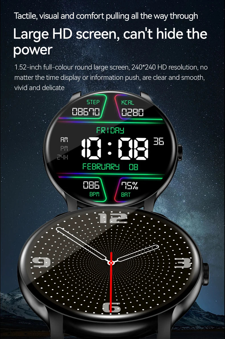 KESHUYOU Smartwatch – Full Touch Bluetooth Call, Fitness & Heart Rate Tracker