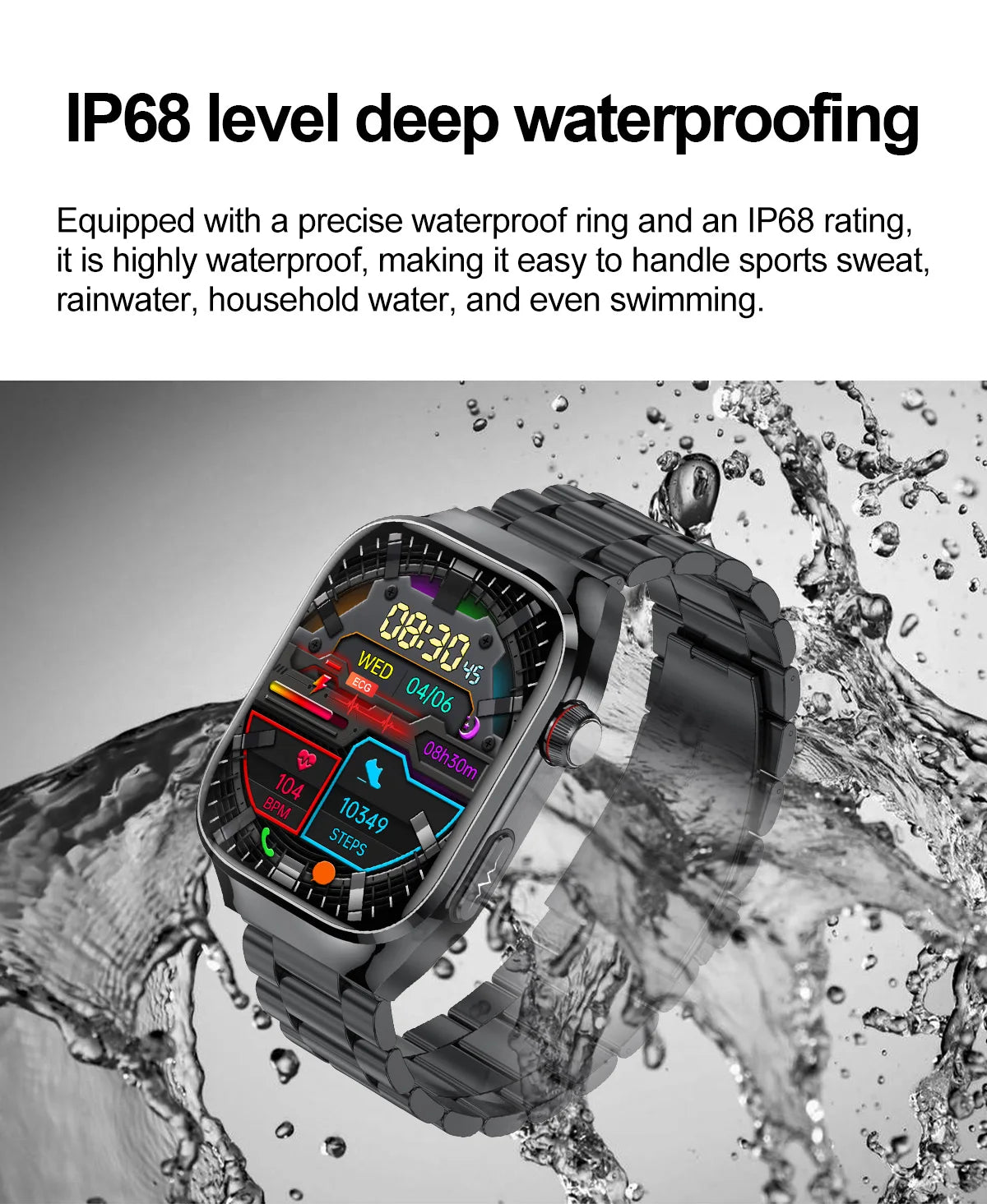 2025 Smartwatch – Uric Acid & Blood Fat Monitor, ECG+PPG, Bluetooth Call, Fitness Tracker