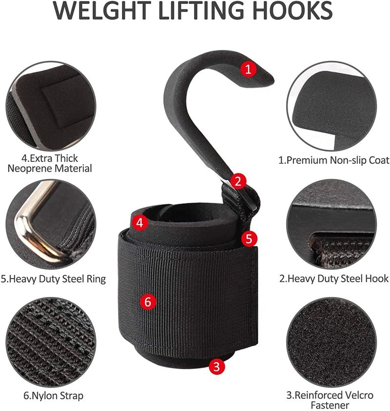 Weight Lifting Hook Grips with Wrist Wraps – Heavy Duty Gym Straps for Pull-Ups & Powerlifting