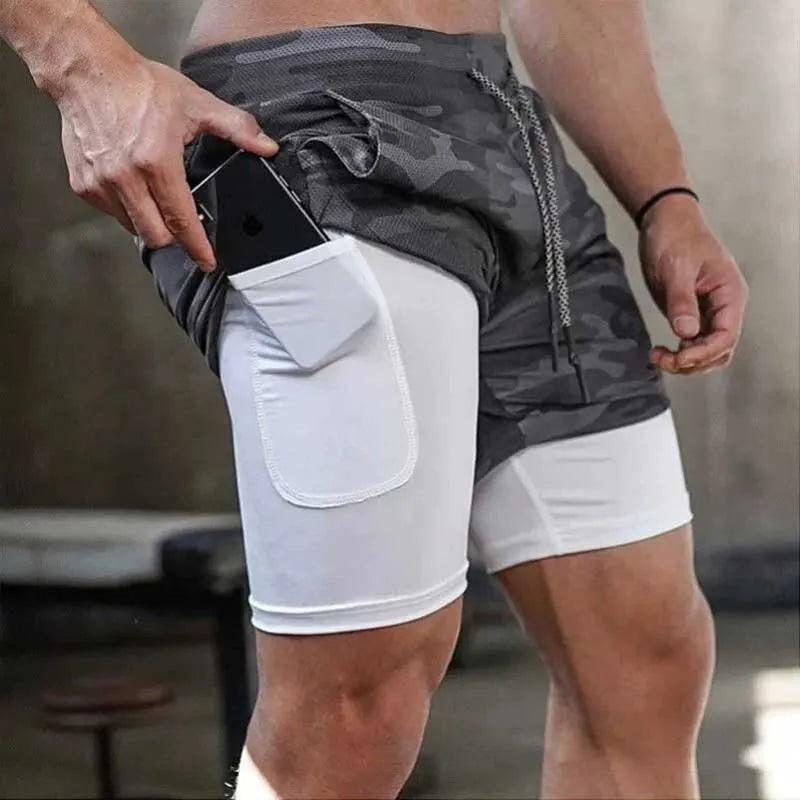 Men’s Camo 2-in-1 Running Shorts