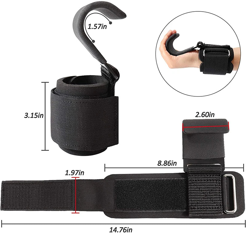 Weight Lifting Hook Grips with Wrist Wraps – Heavy Duty Gym Straps for Pull-Ups & Powerlifting