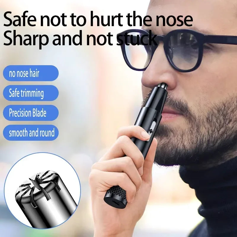 Portable Mini Nose Hair Trimmer – Electric Facial Hair Remover for Men & Women