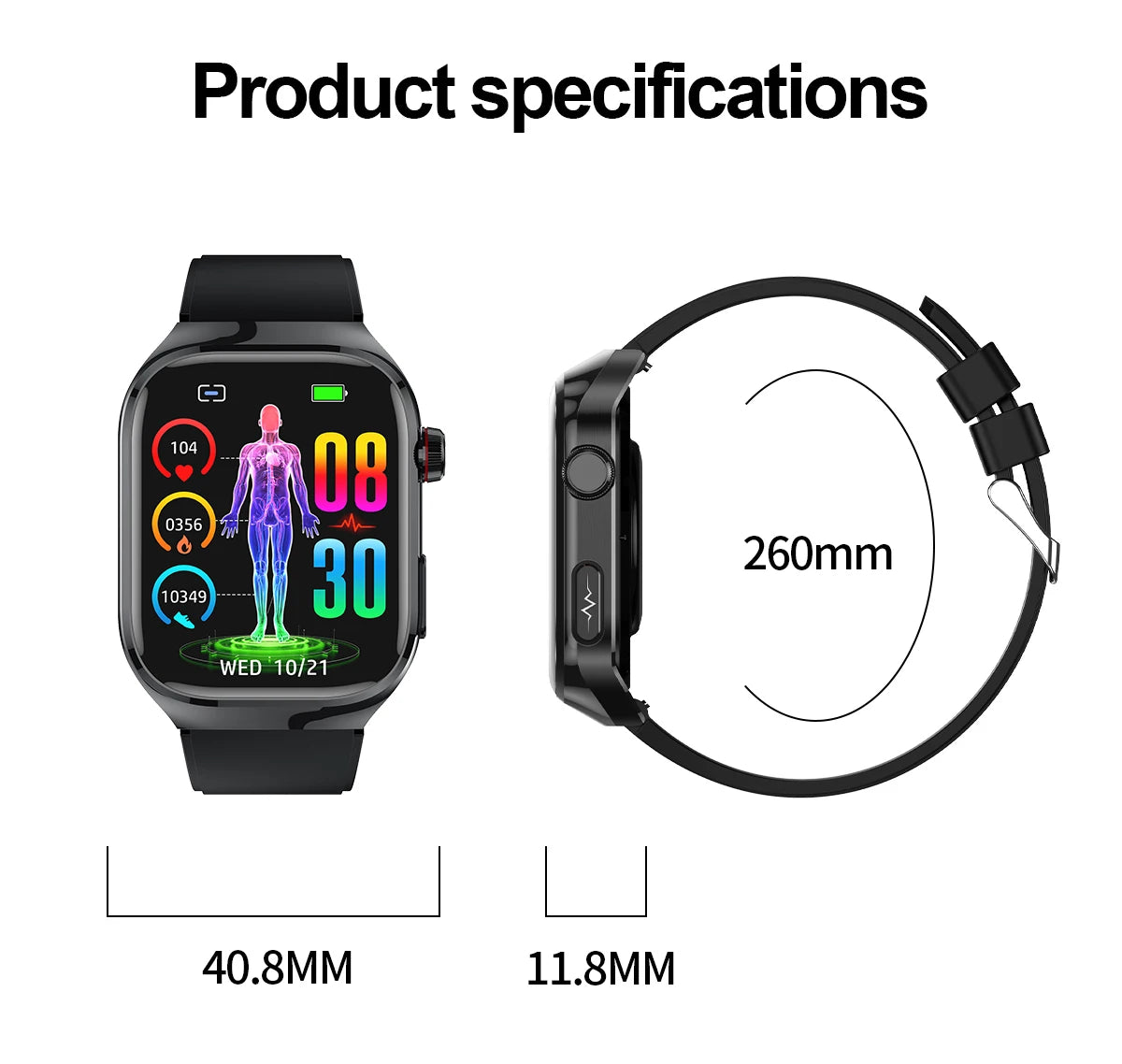 2025 Smartwatch – Uric Acid & Blood Fat Monitor, ECG+PPG, Bluetooth Call, Fitness Tracker