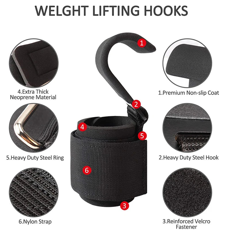 Weight Lifting Hook Grips with Wrist Wraps – Heavy Duty Gym Straps for Pull-Ups & Powerlifting