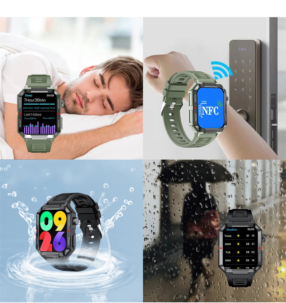 Men’s NFC Bluetooth Smartwatch – 1.99" HD Screen, Fitness & Sports Tracker
