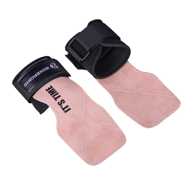 Cowhide Gym Gloves Grips – Weightlifting Pads with Palm Protection