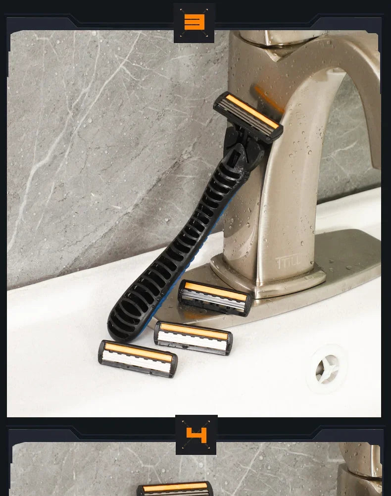 Men’s Triple-Layer Razor – Reusable Shaver with Replaceable Blades