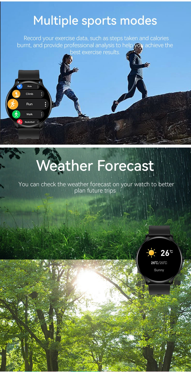 KESHUYOU Smartwatch – Full Touch Bluetooth Call, Fitness & Heart Rate Tracker