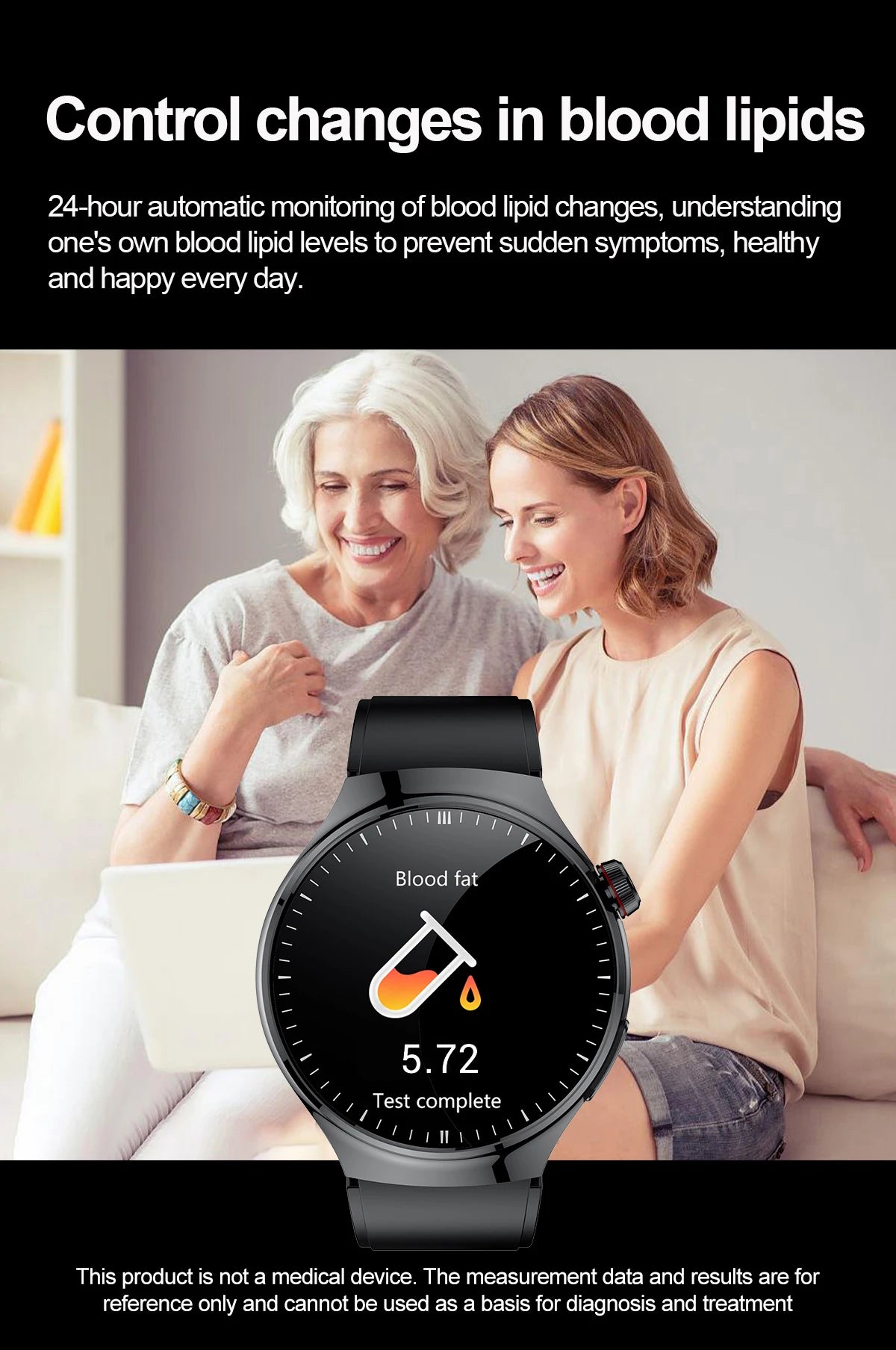 2025 Nursing-Grade Smartwatch – Blood Oxygen, Lipid, Uric Acid, ECG+PPG, Body Temp & Bluetooth Call