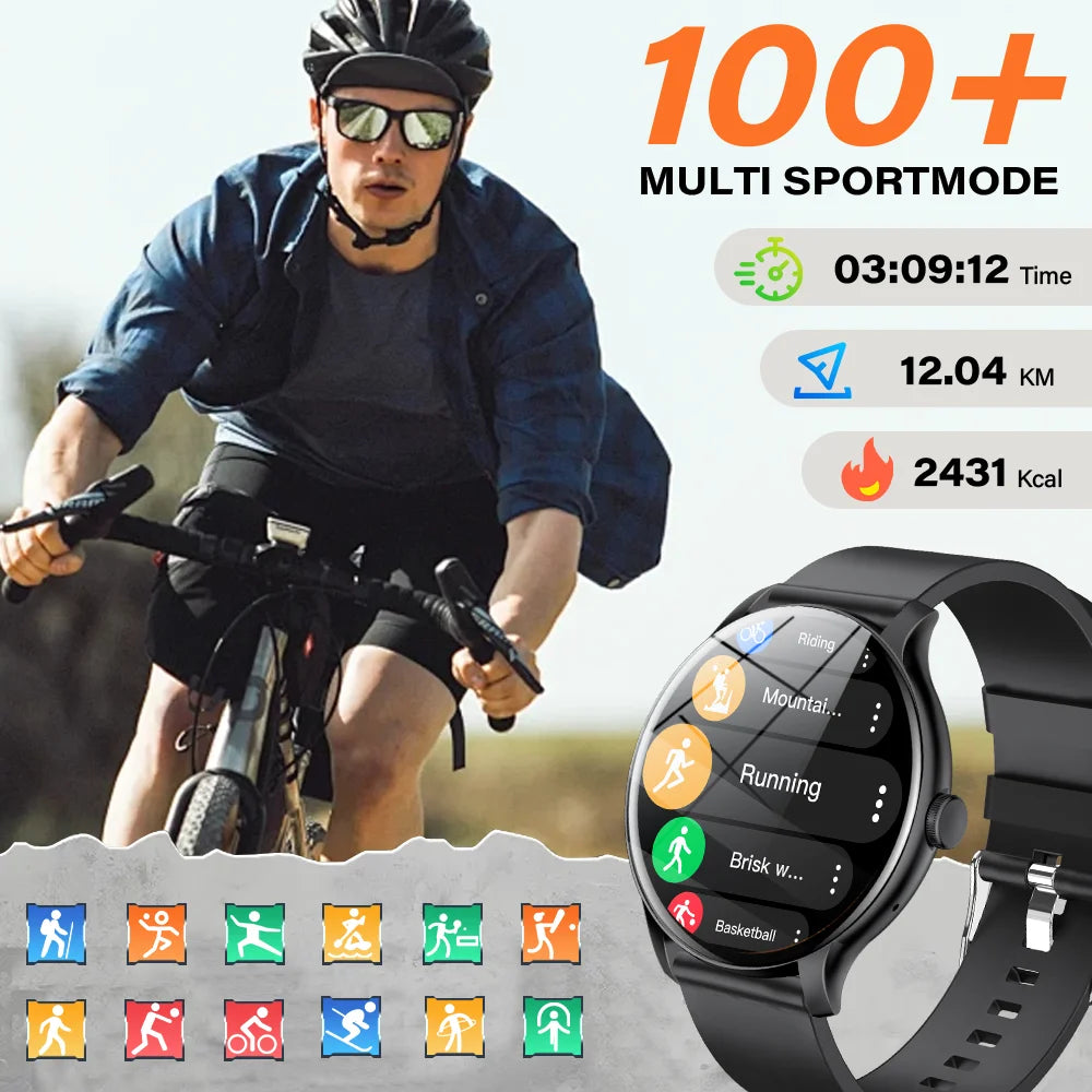 KESHUYOU Smartwatch – Full Touch Bluetooth Call, Fitness & Heart Rate Tracker