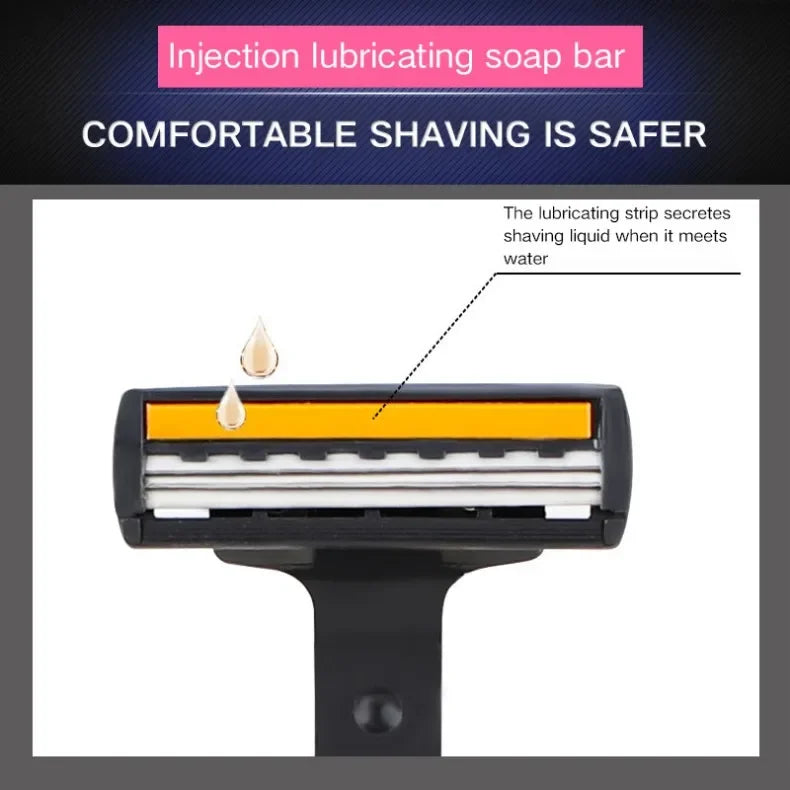 Men’s Triple-Layer Razor – Reusable Shaver with Replaceable Blades