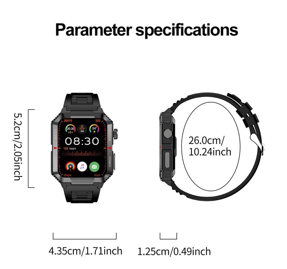 Men’s NFC Bluetooth Smartwatch – 1.99" HD Screen, Fitness & Sports Tracker