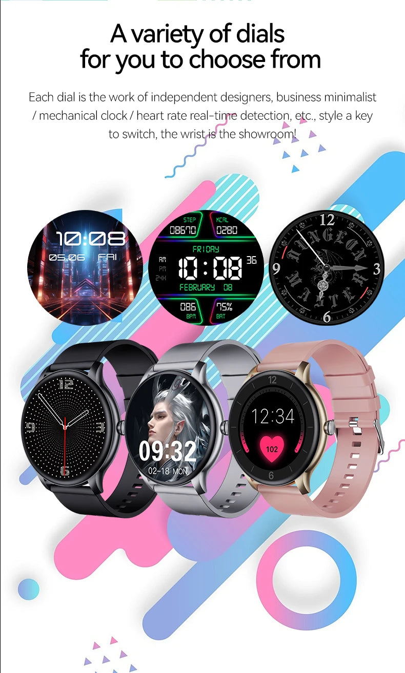 KESHUYOU Smartwatch – Full Touch Bluetooth Call, Fitness & Heart Rate Tracker