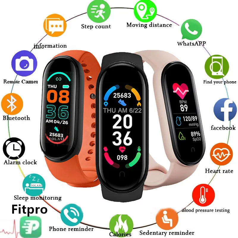 M6 Smartwatch – Fitness Bracelet with Heart Rate, Blood Pressure & Waterproof Design