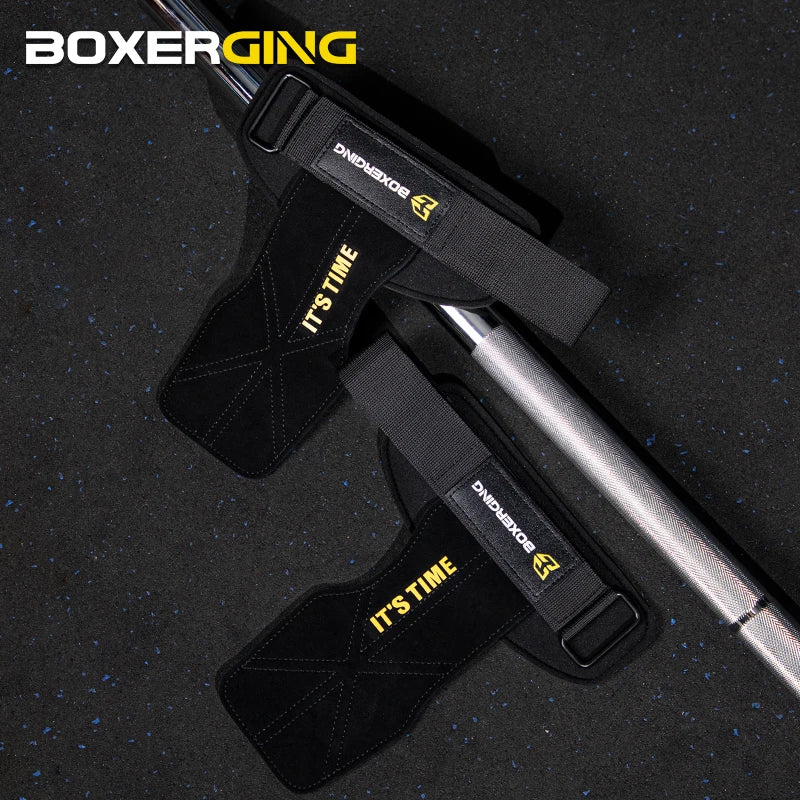 Cowhide Gym Gloves Grips – Weightlifting Pads with Palm Protection