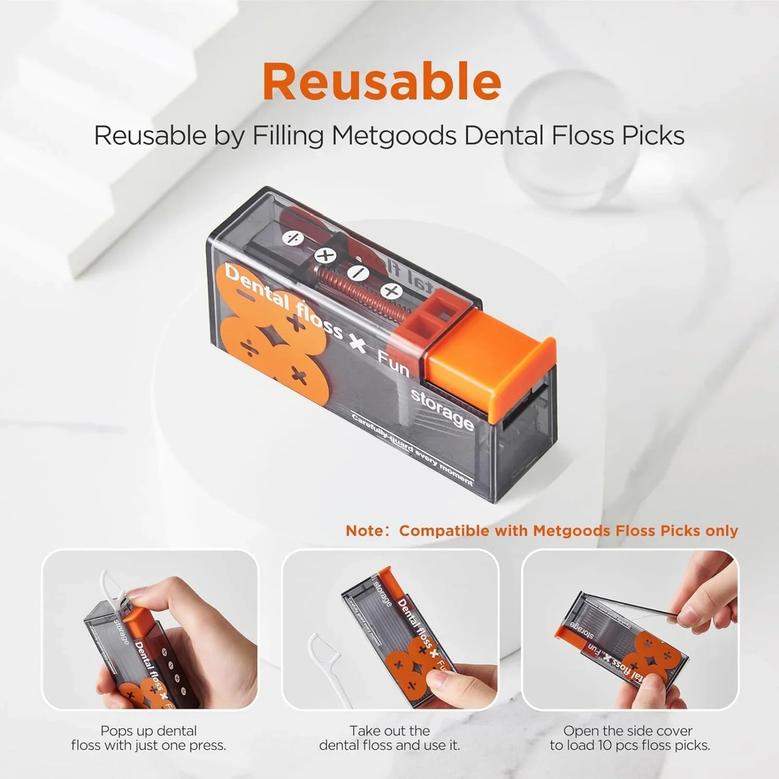 Auto-Floss Pro – One-Touch Pop-Up Dental Floss Holder with Refills
