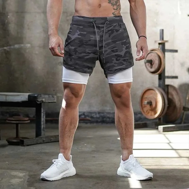 Men’s Camo 2-in-1 Running Shorts