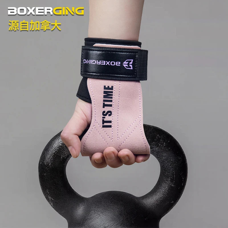 Cowhide Gym Gloves Grips – Weightlifting Pads with Palm Protection