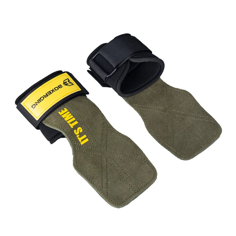 Cowhide Gym Gloves Grips – Weightlifting Pads with Palm Protection
