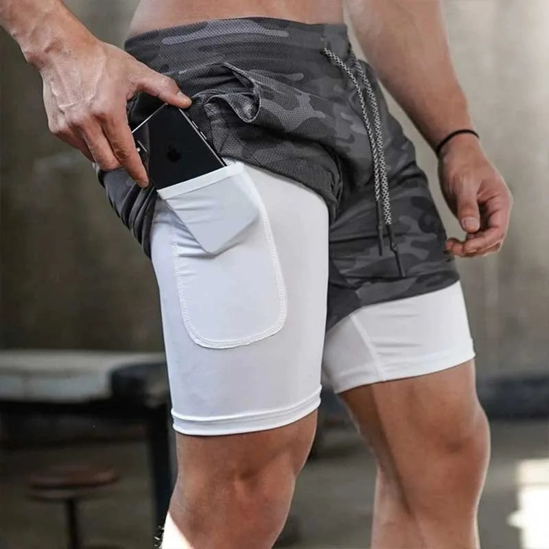 Men’s Camo 2-in-1 Running Shorts