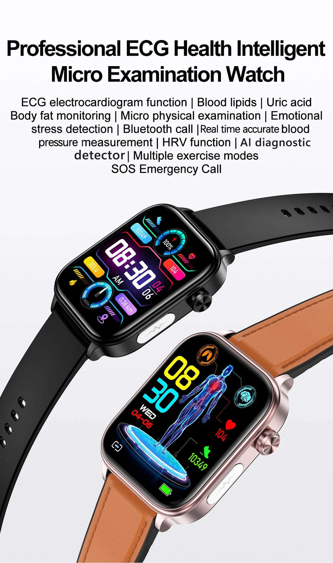 AI Diagnostic Smartwatch – Blood Lipid, Uric Acid & Women’s Health Tracker 2025