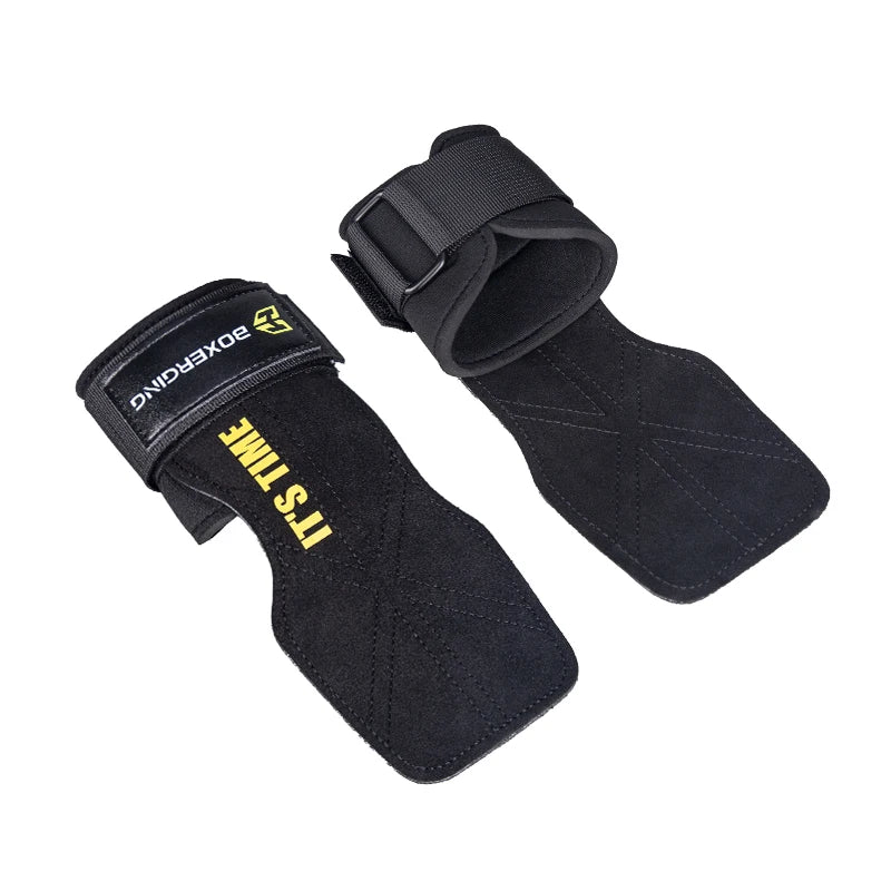Cowhide Gym Gloves Grips – Weightlifting Pads with Palm Protection
