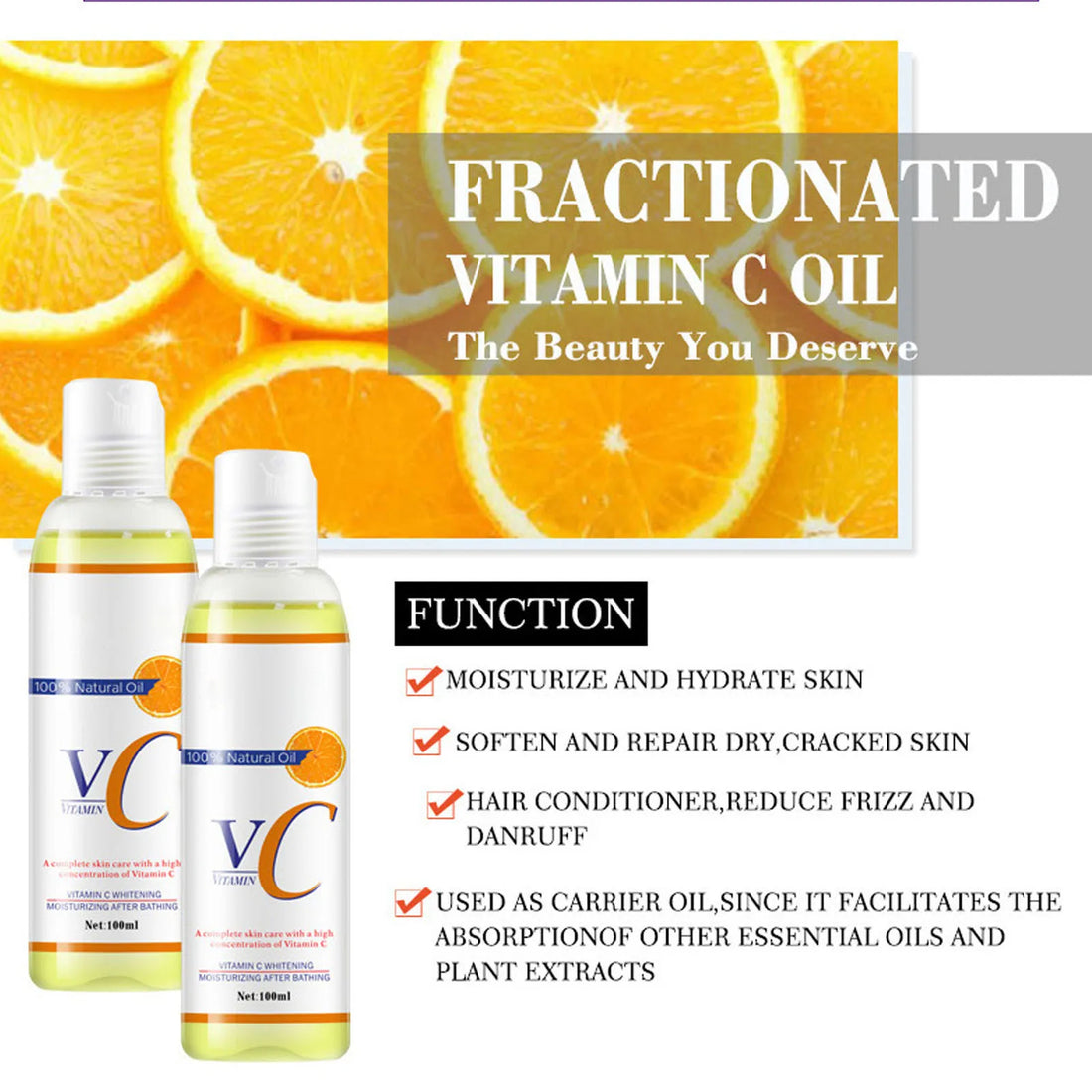 Vitamin C Body Massage Oil – Brightening & Moisturizing 100ml