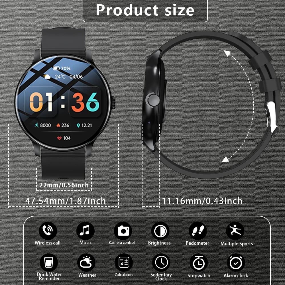 KESHUYOU Smartwatch – Full Touch Bluetooth Call, Fitness & Heart Rate Tracker