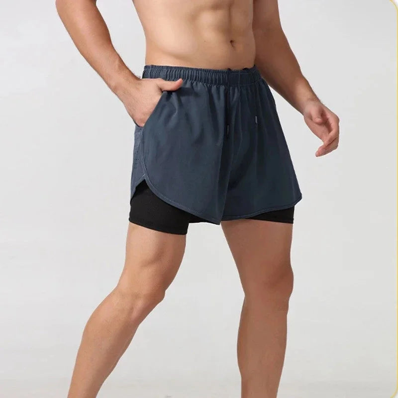 Men’s 2-in-1 Gym Shorts – Quick Dry Training & Sports Shorts with Pocket