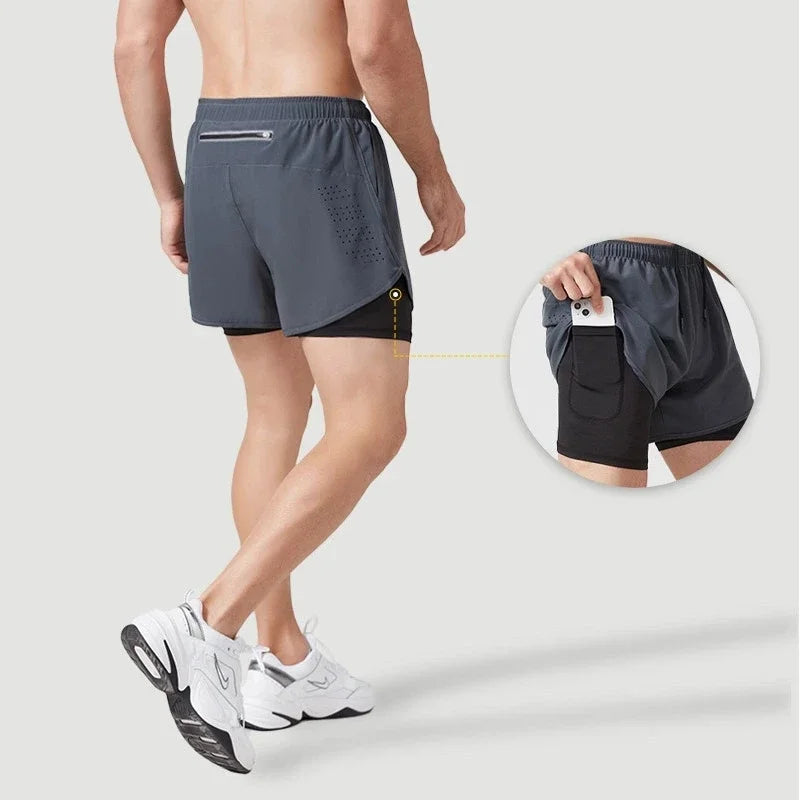 Men’s 2-in-1 Gym Shorts – Quick Dry Training & Sports Shorts with Pocket