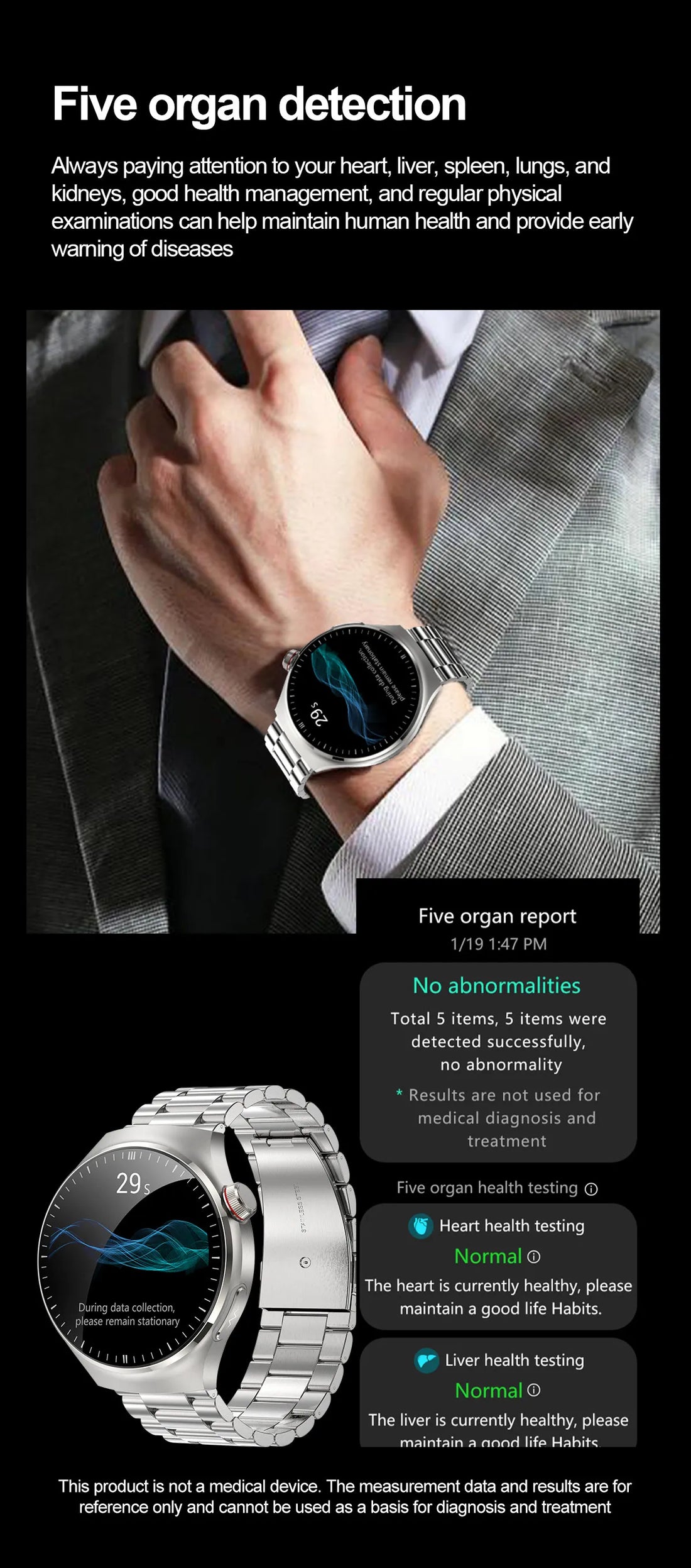 2025 Nursing-Grade Smartwatch – Blood Oxygen, Lipid, Uric Acid, ECG+PPG, Body Temp & Bluetooth Call