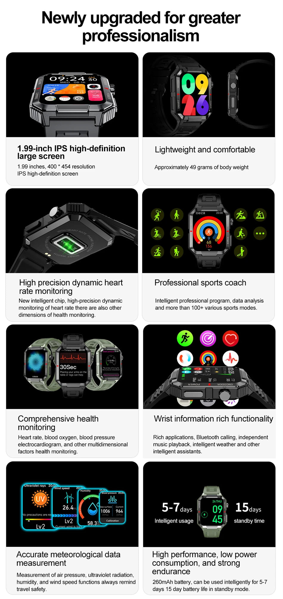 Men’s NFC Bluetooth Smartwatch – 1.99" HD Screen, Fitness & Sports Tracker