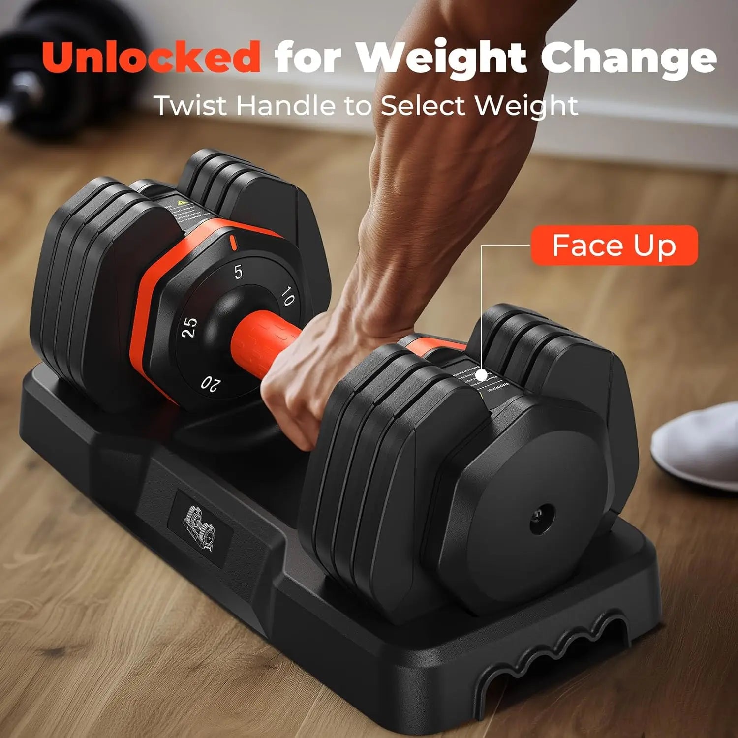 Adjustable Dumbbell Set 25lb – Anti-Slip Handle Fitness Weights