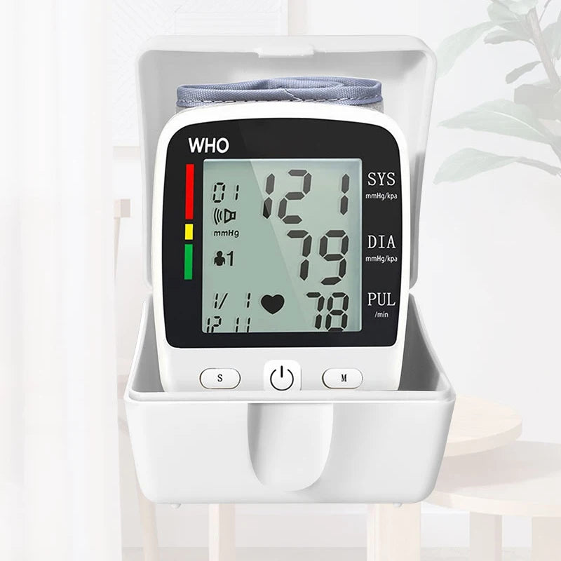 Rechargeable Wrist Blood Pressure Monitor – Digital LCD Sphygmomanometer
