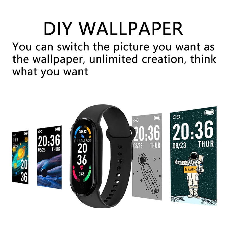 M6 Smartwatch – Fitness Bracelet with Heart Rate, Blood Pressure & Waterproof Design