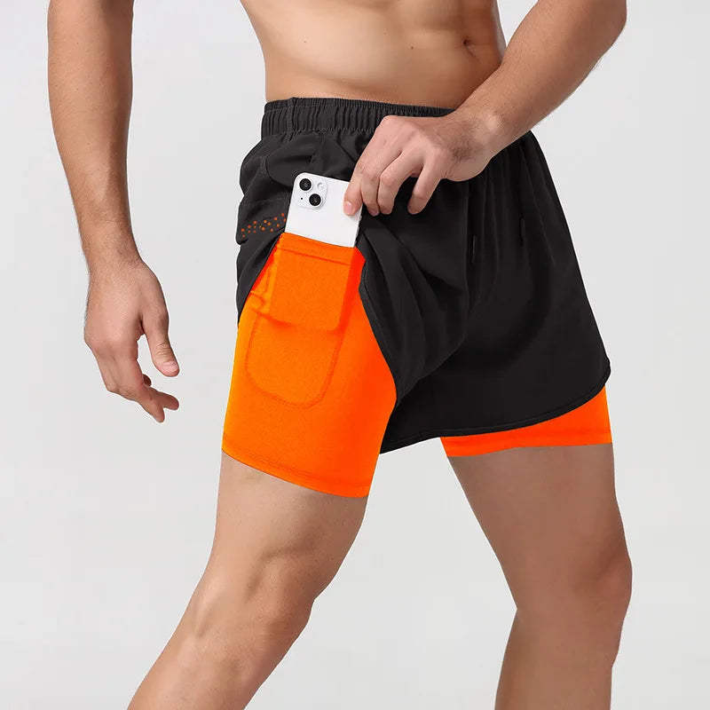 Men’s 2-in-1 Gym Shorts – Quick Dry Training & Sports Shorts with Pocket