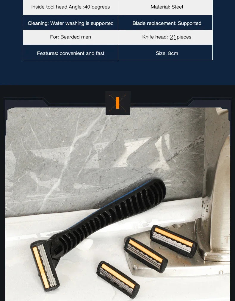 Men’s Triple-Layer Razor – Reusable Shaver with Replaceable Blades