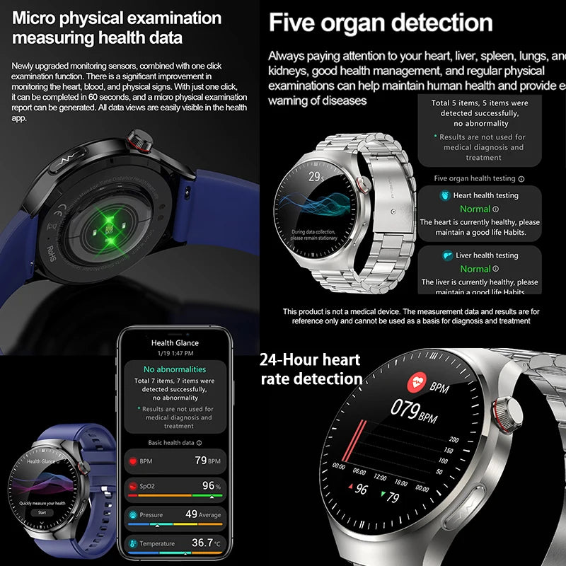 2025 Nursing-Grade Smartwatch – Blood Oxygen, Lipid, Uric Acid, ECG+PPG, Body Temp & Bluetooth Call