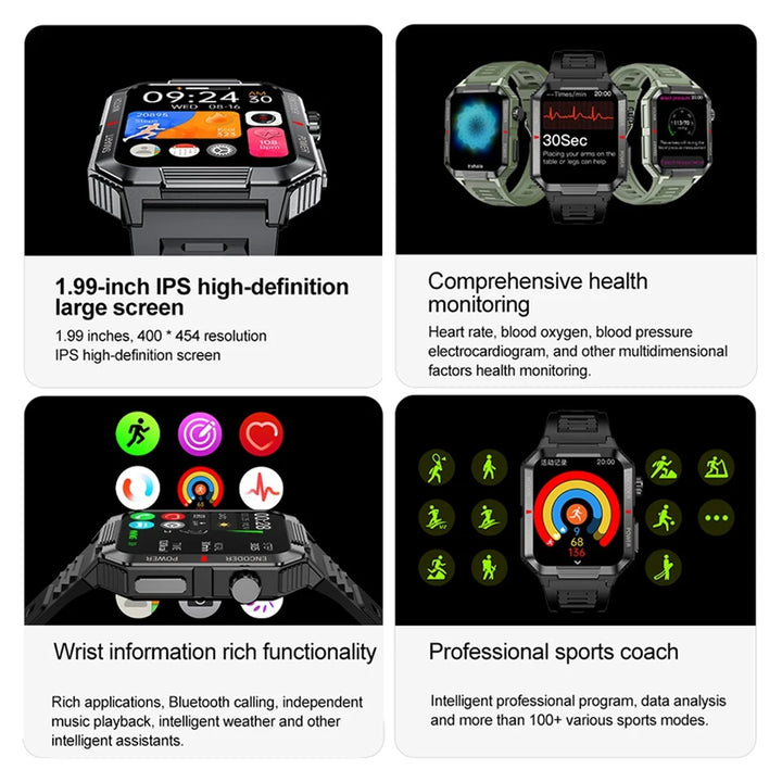 Men’s NFC Bluetooth Smartwatch – 1.99" HD Screen, Fitness & Sports Tracker