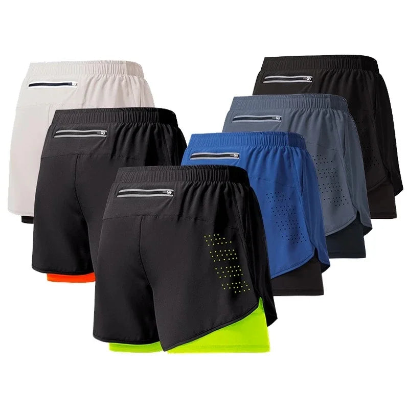 Men’s 2-in-1 Gym Shorts – Quick Dry Training & Sports Shorts with Pocket