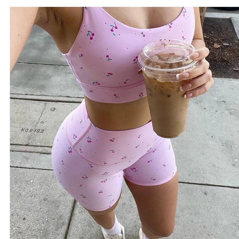 HANRAN Matching Workout Set – Sports Bra & Yoga Pants with Cups