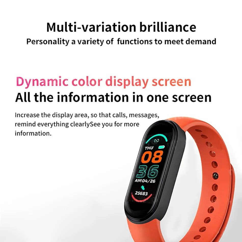 M6 Smartwatch – Fitness Bracelet with Heart Rate, Blood Pressure & Waterproof Design