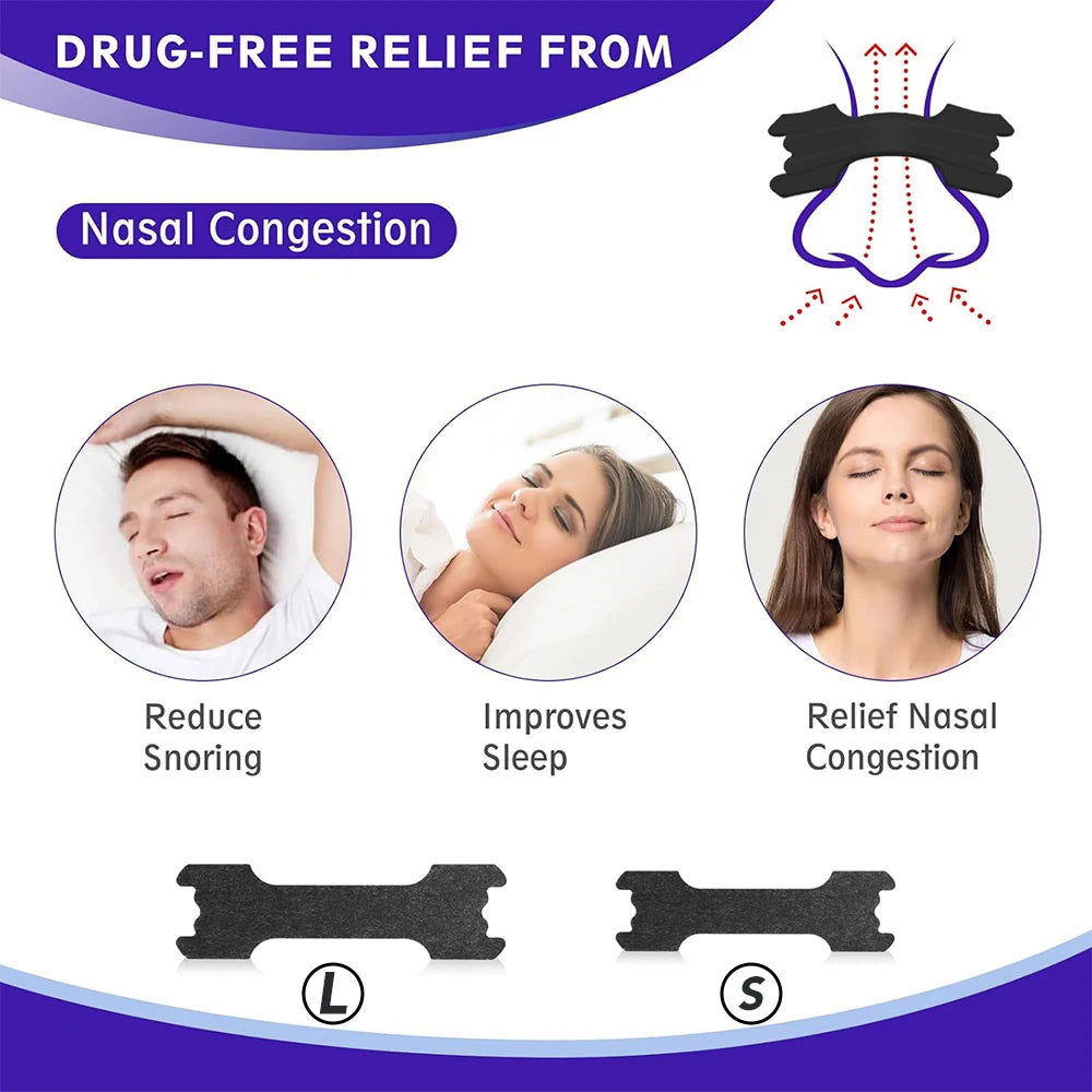 Black Anti-Snoring Nose Strips